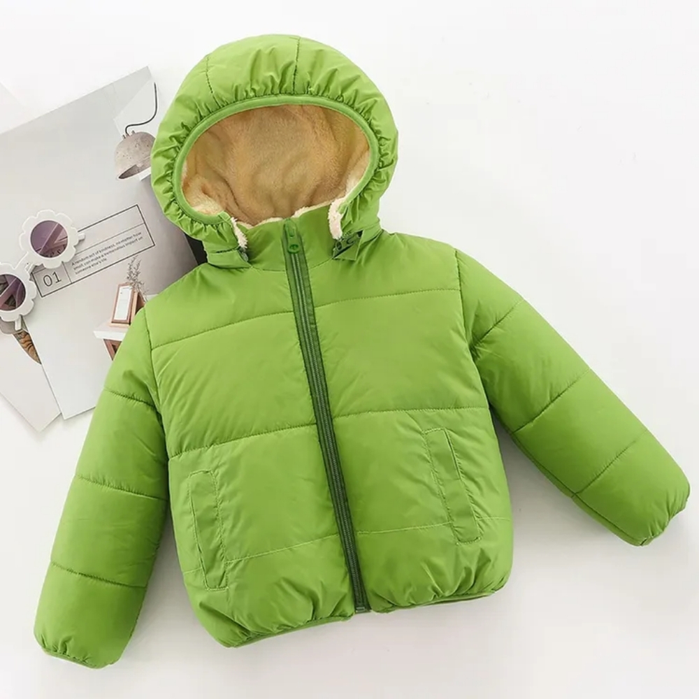 Toddler Solid Fluffy Hooded Winter Jacket, Size 18-24 months